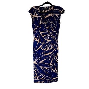 Ralph Lauren stretchy blue and cream patterned dress, size 8